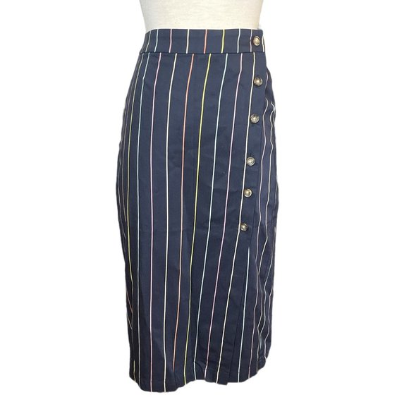 NWT Marine Layer Cecille Skirt in Navy Multi Stripe X-Small - Picture 4 of 8
